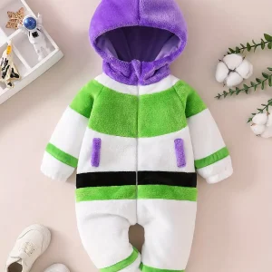Combinaison bébé en peluche ultra douce – avec capuche et fermeture zippée