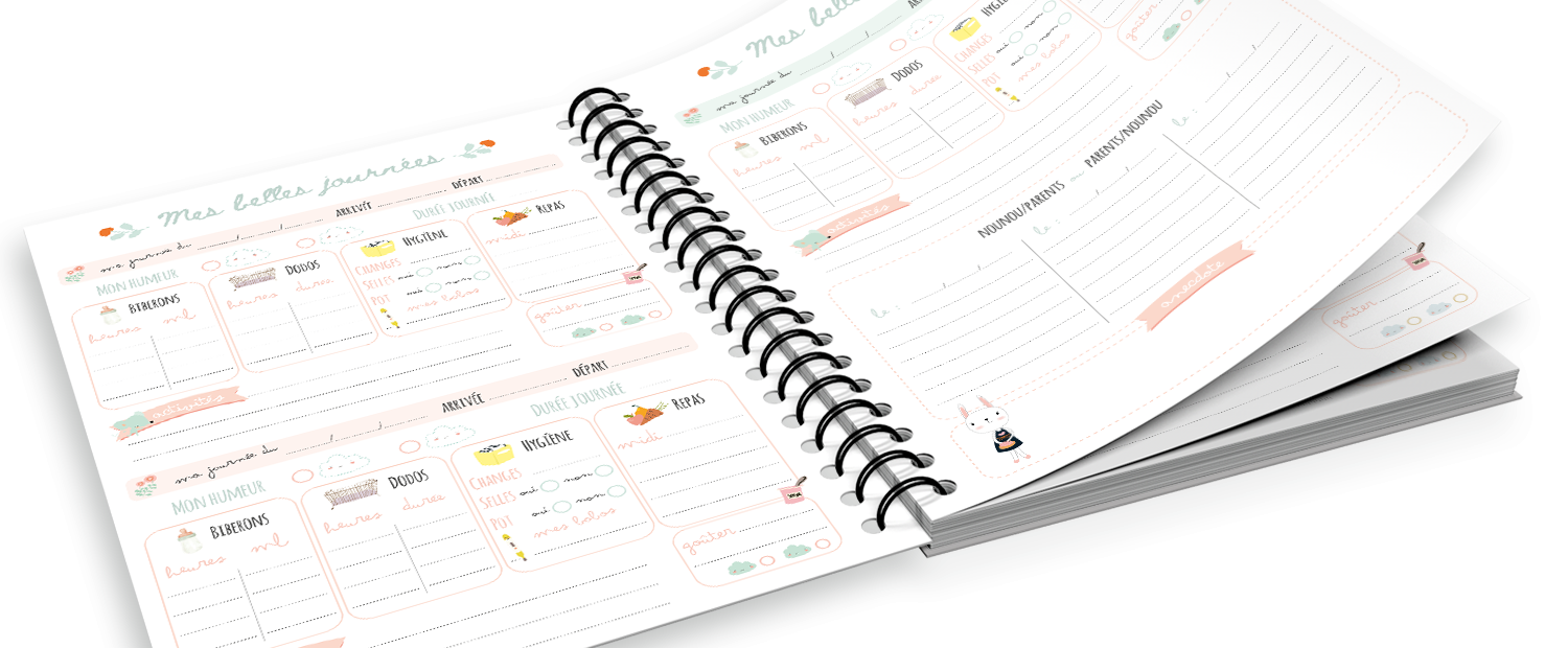 Carnet de Liaison Nounou Doodle Cerise – Suivi Complet sur 1 An – Image 3