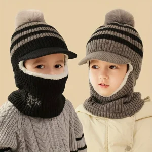Tour de cou enfant hiver avec capuche chaude – doublé polaire et protège-oreilles