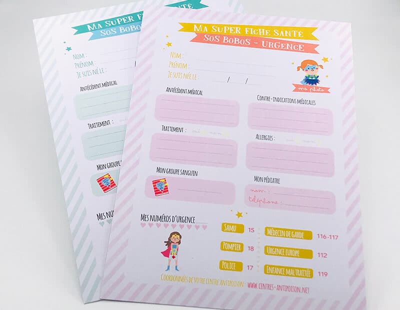 Fiche médicale d’urgence fille ou garçon