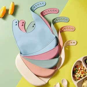 Bavoir en silicone – Imperméable et facile à nettoyer pour repas sans taches – Idéal bébé dès 6 mois
